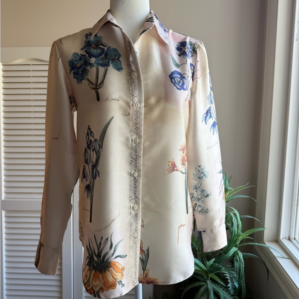 ❤️NWT❤️ Lauren Ralph Lauren Floral Satin Button-Down Blouse Women’s PS